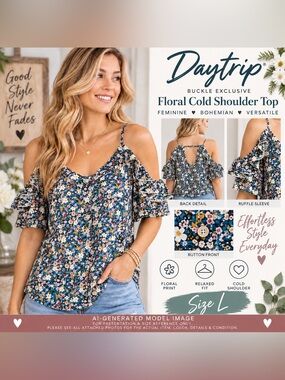 DAYTRIP FLORAL COLD SHOULDER RUFFLE TOP • SIZE L